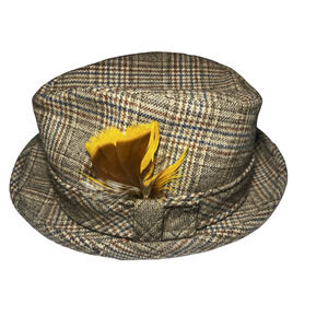Pendleton Tan Checkered Hat with Yellow Feather
